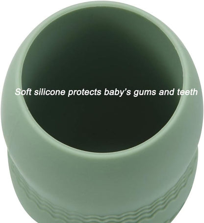 Set of 3 Cute Silicone Baby Bibs & 2 Pack 100% Tiny Silicone Drinking Training Cup