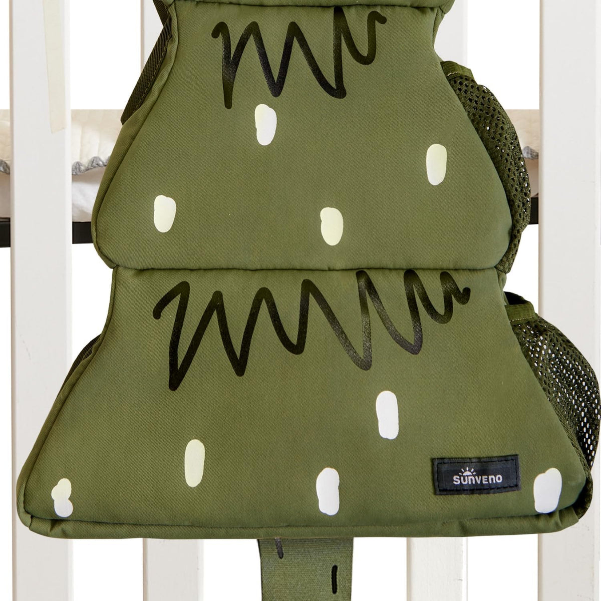 Hanging Diaper Caddy for Crib, Baby Diaper Stacker and Nursery Organizer, Cartoon Storage Bag for Changing Table, Playard, Wall, Grey Bear