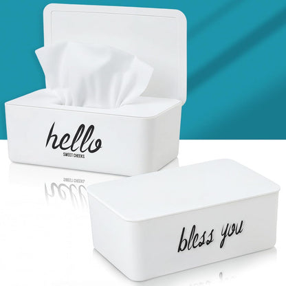 2 Pack Wipe Dispenser Wipes Holder for Baby Adult Decorative Wipe Containers for Bathroom Home Office Cars(Black, White)