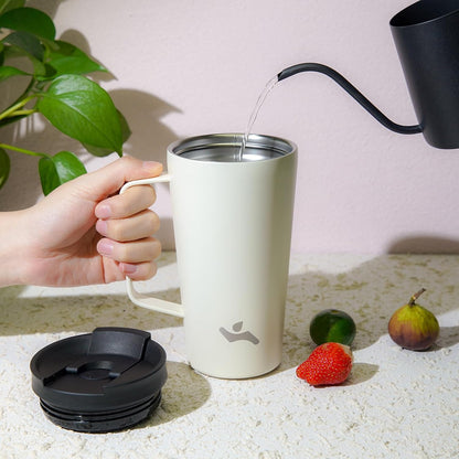 26 oz Insulated Tumbler with Handle & Straw, Stainless Steel Mug | Cherry; BPA-free, leak-proof reusable bottle for coffee, iced drinks, office, travel, outdoor use & daily hydration