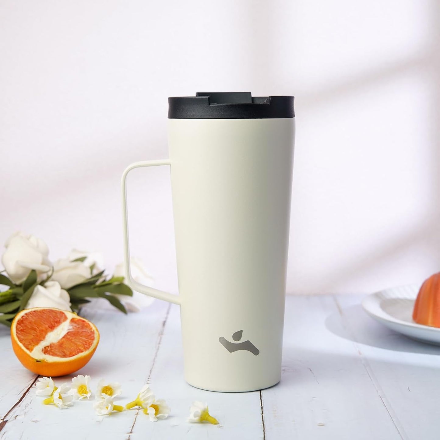26 oz Insulated Tumbler with Handle & Straw, Stainless Steel Mug | Cherry; BPA-free, leak-proof reusable bottle for coffee, iced drinks, office, travel, outdoor use & daily hydration