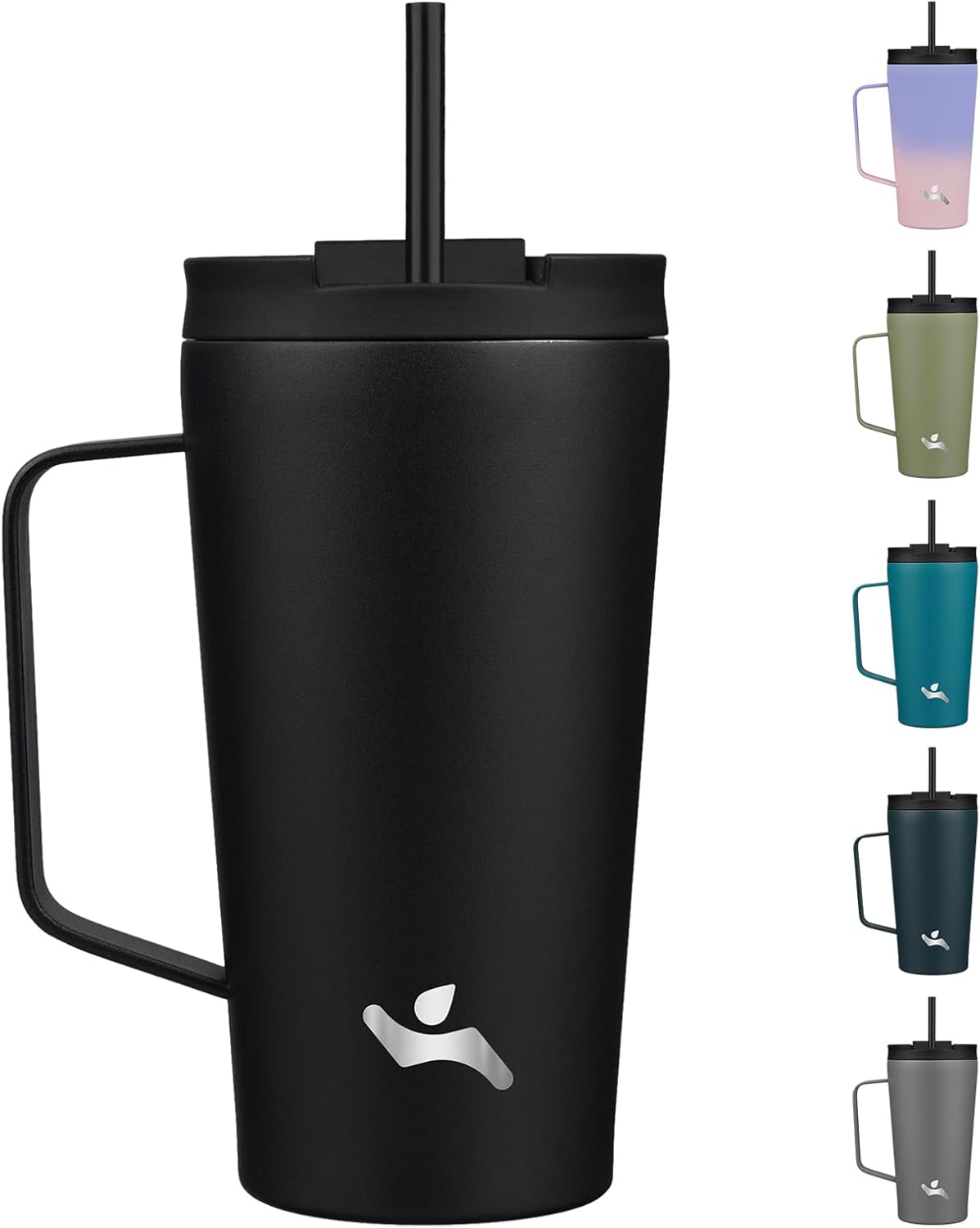 26 oz Insulated Tumbler with Handle & Straw, Stainless Steel Mug | Cherry; BPA-free, leak-proof reusable bottle for coffee, iced drinks, office, travel, outdoor use & daily hydration