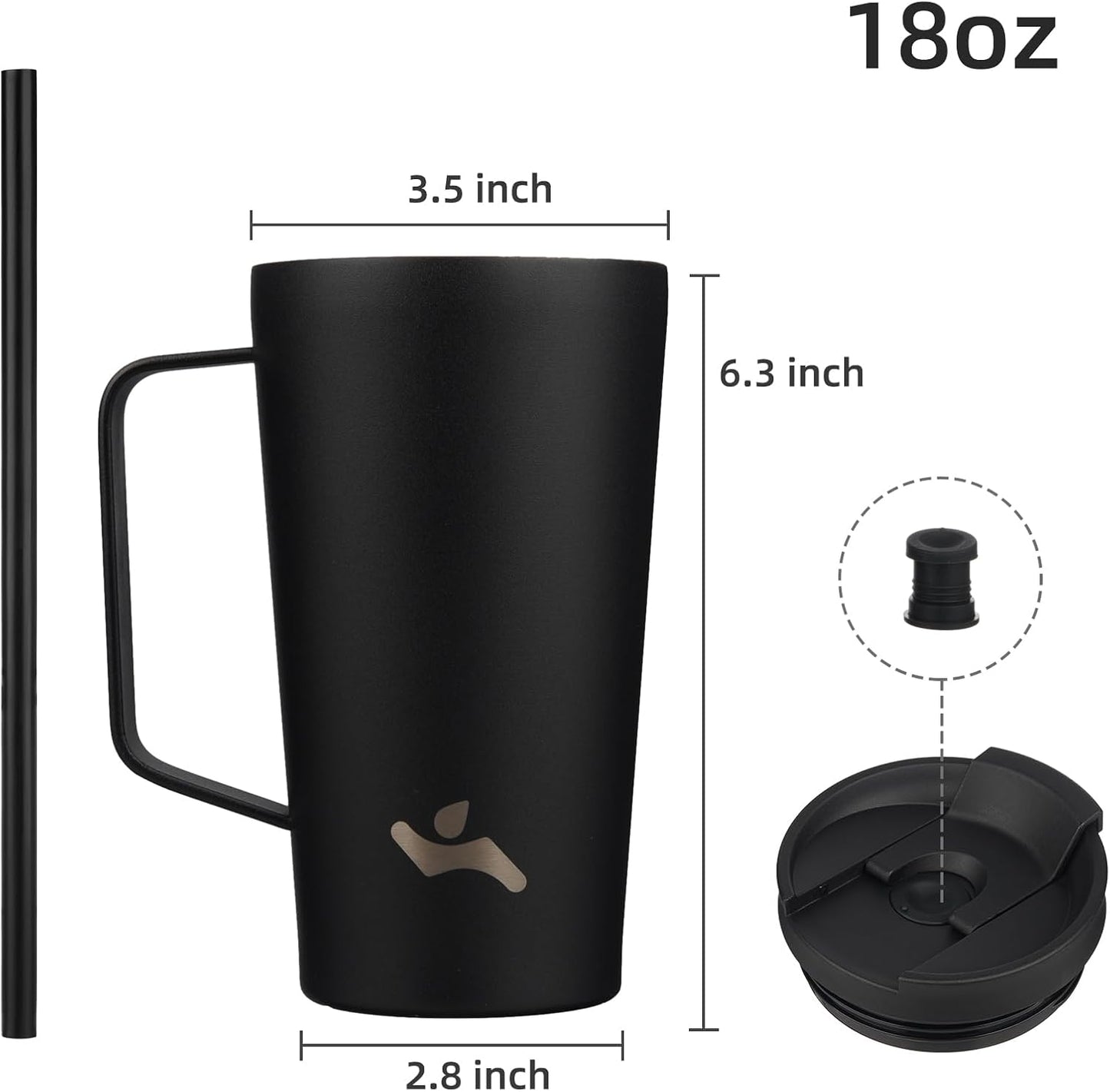 26 oz Insulated Tumbler with Handle & Straw, Stainless Steel Mug | Cherry; BPA-free, leak-proof reusable bottle for coffee, iced drinks, office, travel, outdoor use & daily hydration