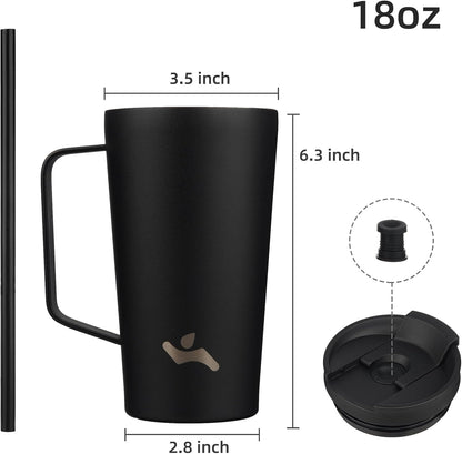26 oz Insulated Tumbler with Handle & Straw, Stainless Steel Mug | Cherry; BPA-free, leak-proof reusable bottle for coffee, iced drinks, office, travel, outdoor use & daily hydration
