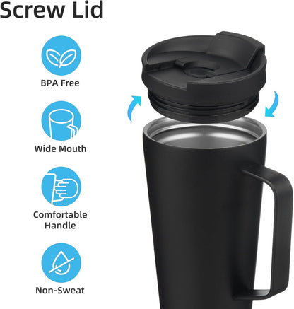 26 oz Insulated Tumbler with Handle & Straw, Stainless Steel Mug | Cherry; BPA-free, leak-proof reusable bottle for coffee, iced drinks, office, travel, outdoor use & daily hydration