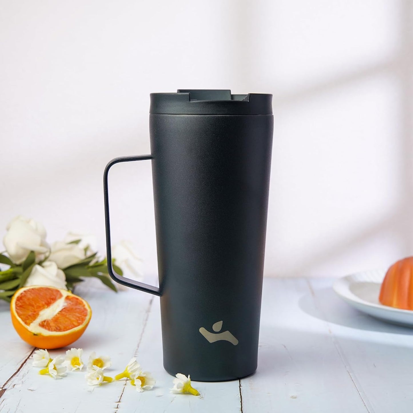 26 oz Insulated Tumbler with Handle & Straw, Stainless Steel Mug | Cherry; BPA-free, leak-proof reusable bottle for coffee, iced drinks, office, travel, outdoor use & daily hydration