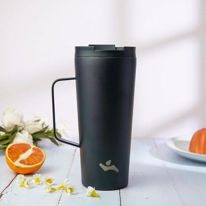 26 oz Insulated Tumbler with Handle & Straw, Stainless Steel Mug | Cherry; BPA-free, leak-proof reusable bottle for coffee, iced drinks, office, travel, outdoor use & daily hydration