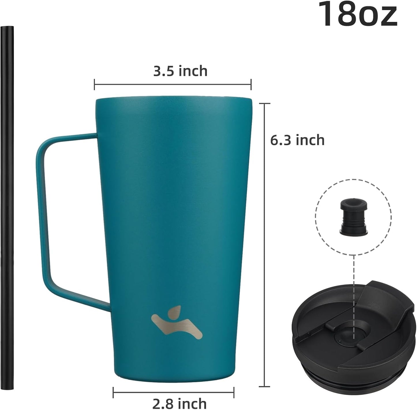 26 oz Insulated Tumbler with Handle & Straw, Stainless Steel Mug | Cherry; BPA-free, leak-proof reusable bottle for coffee, iced drinks, office, travel, outdoor use & daily hydration