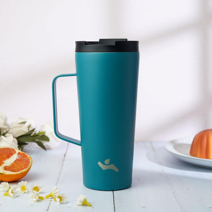 26 oz Insulated Tumbler with Handle & Straw, Stainless Steel Mug | Cherry; BPA-free, leak-proof reusable bottle for coffee, iced drinks, office, travel, outdoor use & daily hydration