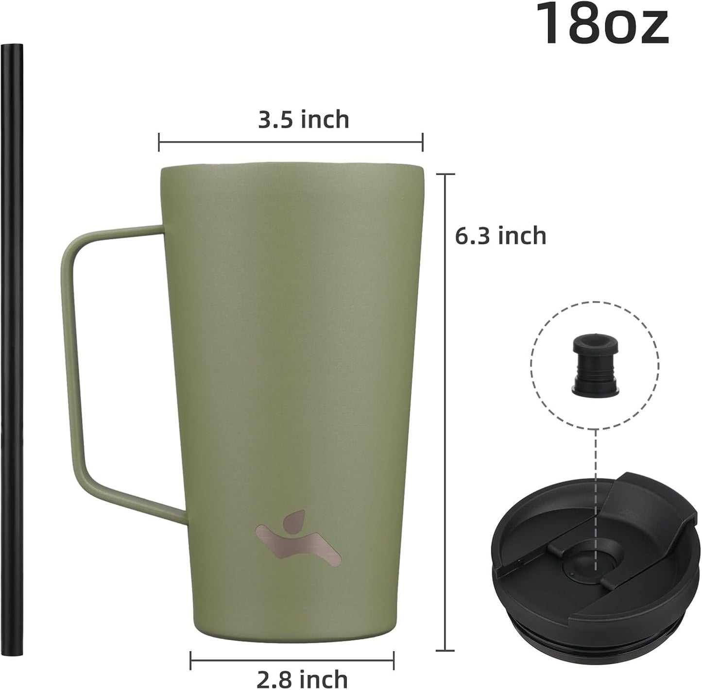 26 oz Insulated Tumbler with Handle & Straw, Stainless Steel Mug | Cherry; BPA-free, leak-proof reusable bottle for coffee, iced drinks, office, travel, outdoor use & daily hydration