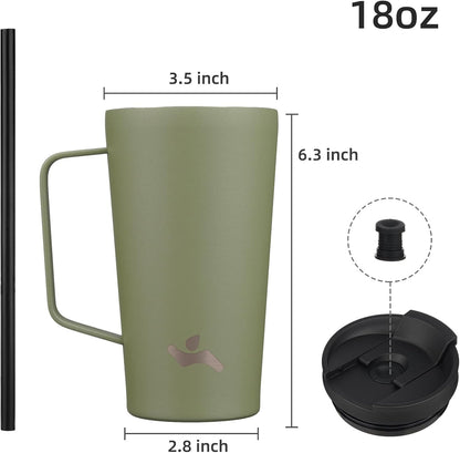 26 oz Insulated Tumbler with Handle & Straw, Stainless Steel Mug | Cherry; BPA-free, leak-proof reusable bottle for coffee, iced drinks, office, travel, outdoor use & daily hydration