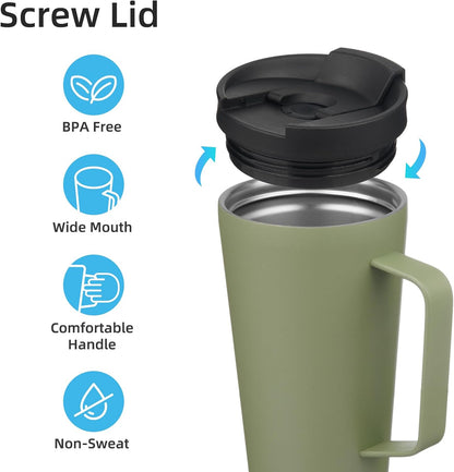 26 oz Insulated Tumbler with Handle & Straw, Stainless Steel Mug | Cherry; BPA-free, leak-proof reusable bottle for coffee, iced drinks, office, travel, outdoor use & daily hydration