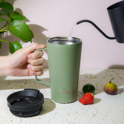 26 oz Insulated Tumbler with Handle & Straw, Stainless Steel Mug | Cherry; BPA-free, leak-proof reusable bottle for coffee, iced drinks, office, travel, outdoor use & daily hydration