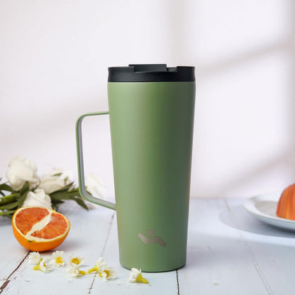 26 oz Insulated Tumbler with Handle & Straw, Stainless Steel Mug | Cherry; BPA-free, leak-proof reusable bottle for coffee, iced drinks, office, travel, outdoor use & daily hydration