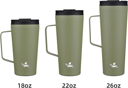 26 oz Insulated Tumbler with Handle & Straw, Stainless Steel Mug | Cherry; BPA-free, leak-proof reusable bottle for coffee, iced drinks, office, travel, outdoor use & daily hydration