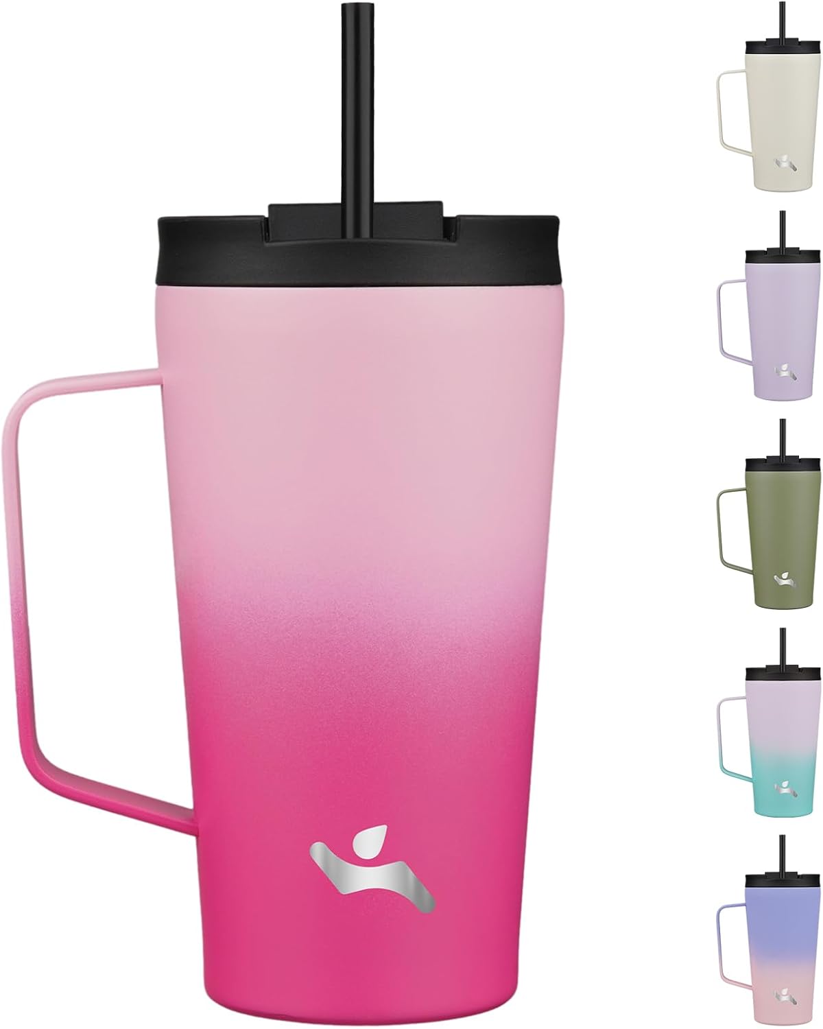 26 oz Insulated Tumbler with Handle & Straw, Stainless Steel Mug | Cherry; BPA-free, leak-proof reusable bottle for coffee, iced drinks, office, travel, outdoor use & daily hydration