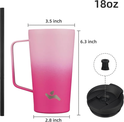 26 oz Insulated Tumbler with Handle & Straw, Stainless Steel Mug | Cherry; BPA-free, leak-proof reusable bottle for coffee, iced drinks, office, travel, outdoor use & daily hydration