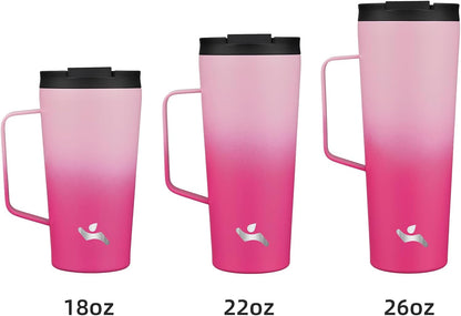 26 oz Insulated Tumbler with Handle & Straw, Stainless Steel Mug | Cherry; BPA-free, leak-proof reusable bottle for coffee, iced drinks, office, travel, outdoor use & daily hydration
