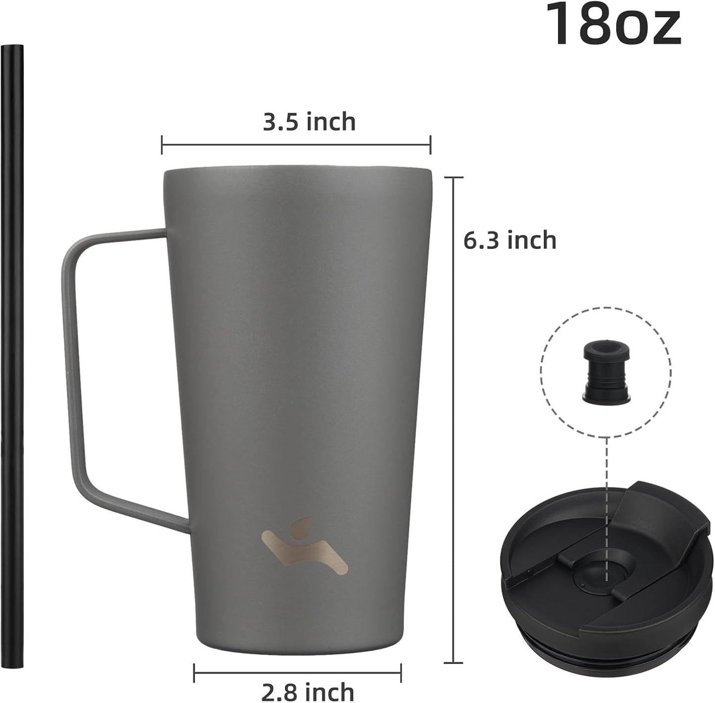 26 oz Insulated Tumbler with Handle & Straw, Stainless Steel Mug | Cherry; BPA-free, leak-proof reusable bottle for coffee, iced drinks, office, travel, outdoor use & daily hydration