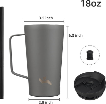 26 oz Insulated Tumbler with Handle & Straw, Stainless Steel Mug | Cherry; BPA-free, leak-proof reusable bottle for coffee, iced drinks, office, travel, outdoor use & daily hydration
