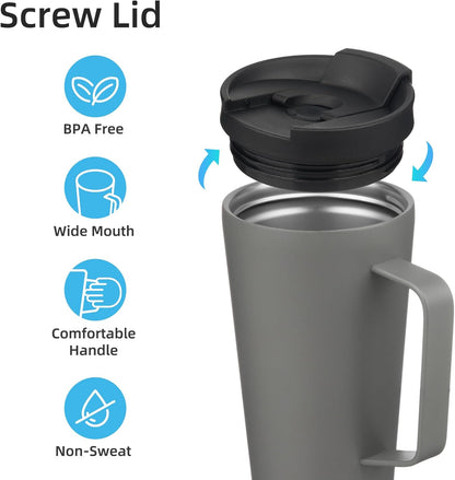 26 oz Insulated Tumbler with Handle & Straw, Stainless Steel Mug | Cherry; BPA-free, leak-proof reusable bottle for coffee, iced drinks, office, travel, outdoor use & daily hydration