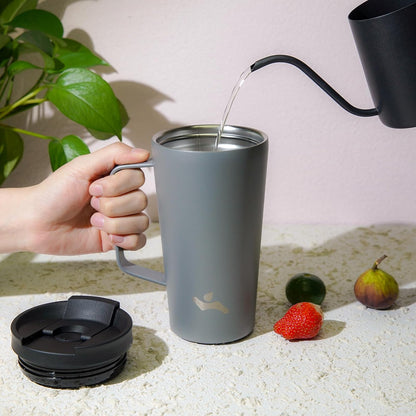 26 oz Insulated Tumbler with Handle & Straw, Stainless Steel Mug | Cherry; BPA-free, leak-proof reusable bottle for coffee, iced drinks, office, travel, outdoor use & daily hydration