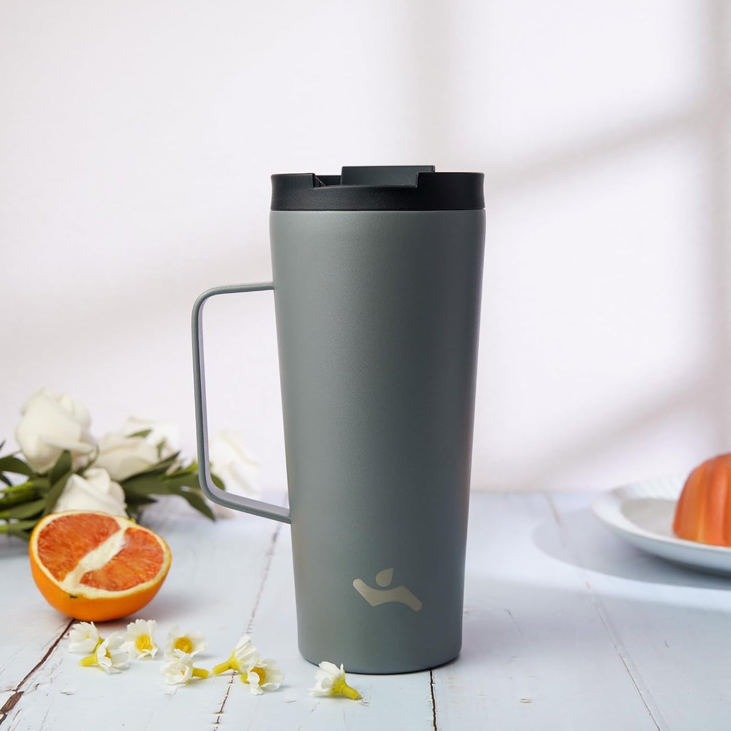 26 oz Insulated Tumbler with Handle & Straw, Stainless Steel Mug | Cherry; BPA-free, leak-proof reusable bottle for coffee, iced drinks, office, travel, outdoor use & daily hydration