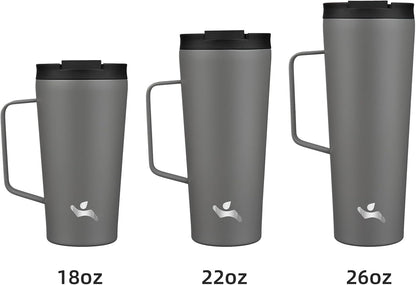 26 oz Insulated Tumbler with Handle & Straw, Stainless Steel Mug | Cherry; BPA-free, leak-proof reusable bottle for coffee, iced drinks, office, travel, outdoor use & daily hydration