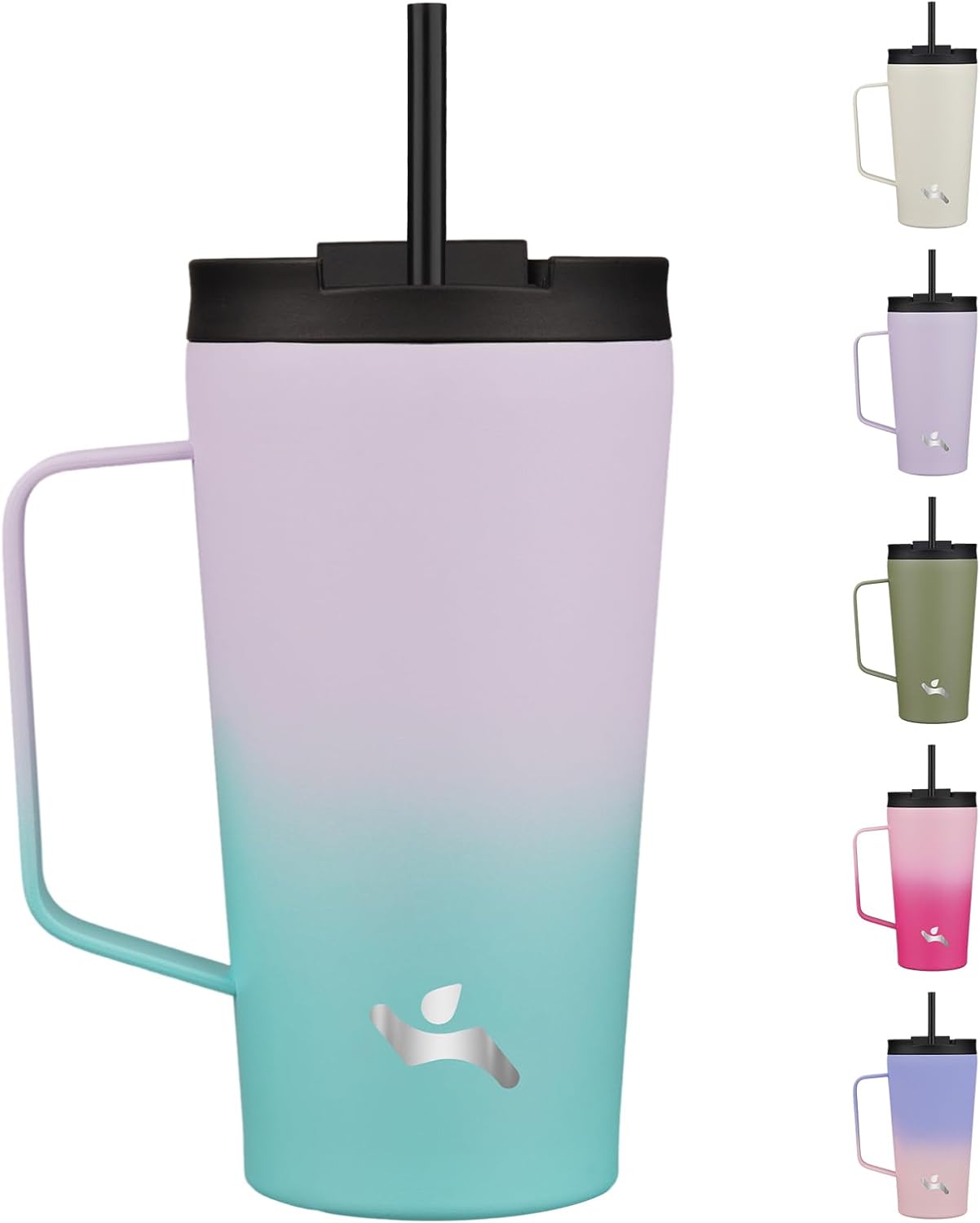 26 oz Insulated Tumbler with Handle & Straw, Stainless Steel Mug | Cherry; BPA-free, leak-proof reusable bottle for coffee, iced drinks, office, travel, outdoor use & daily hydration
