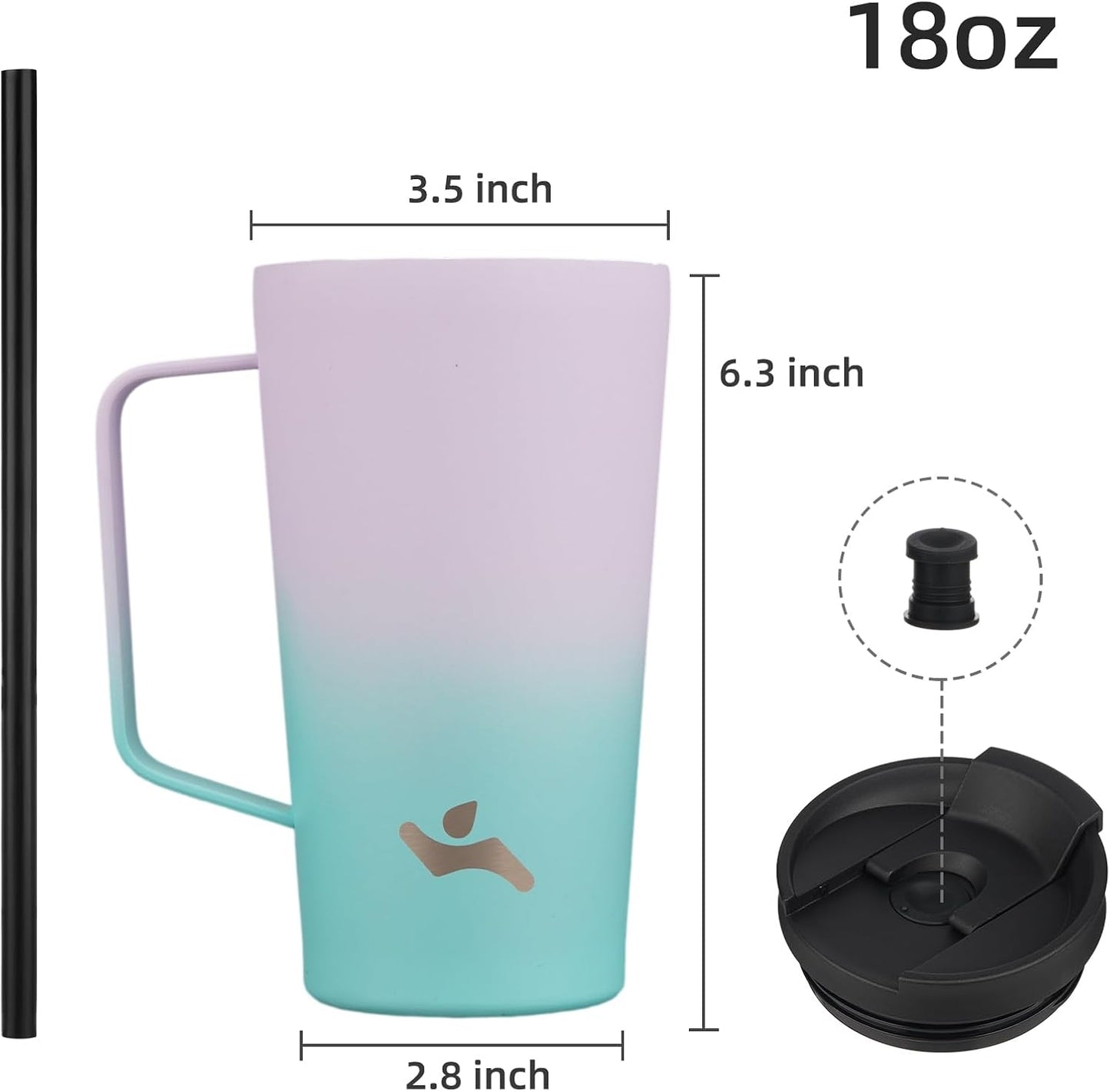 26 oz Insulated Tumbler with Handle & Straw, Stainless Steel Mug | Cherry; BPA-free, leak-proof reusable bottle for coffee, iced drinks, office, travel, outdoor use & daily hydration
