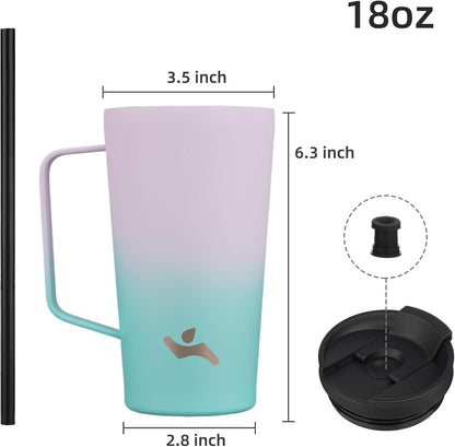 26 oz Insulated Tumbler with Handle & Straw, Stainless Steel Mug | Cherry; BPA-free, leak-proof reusable bottle for coffee, iced drinks, office, travel, outdoor use & daily hydration