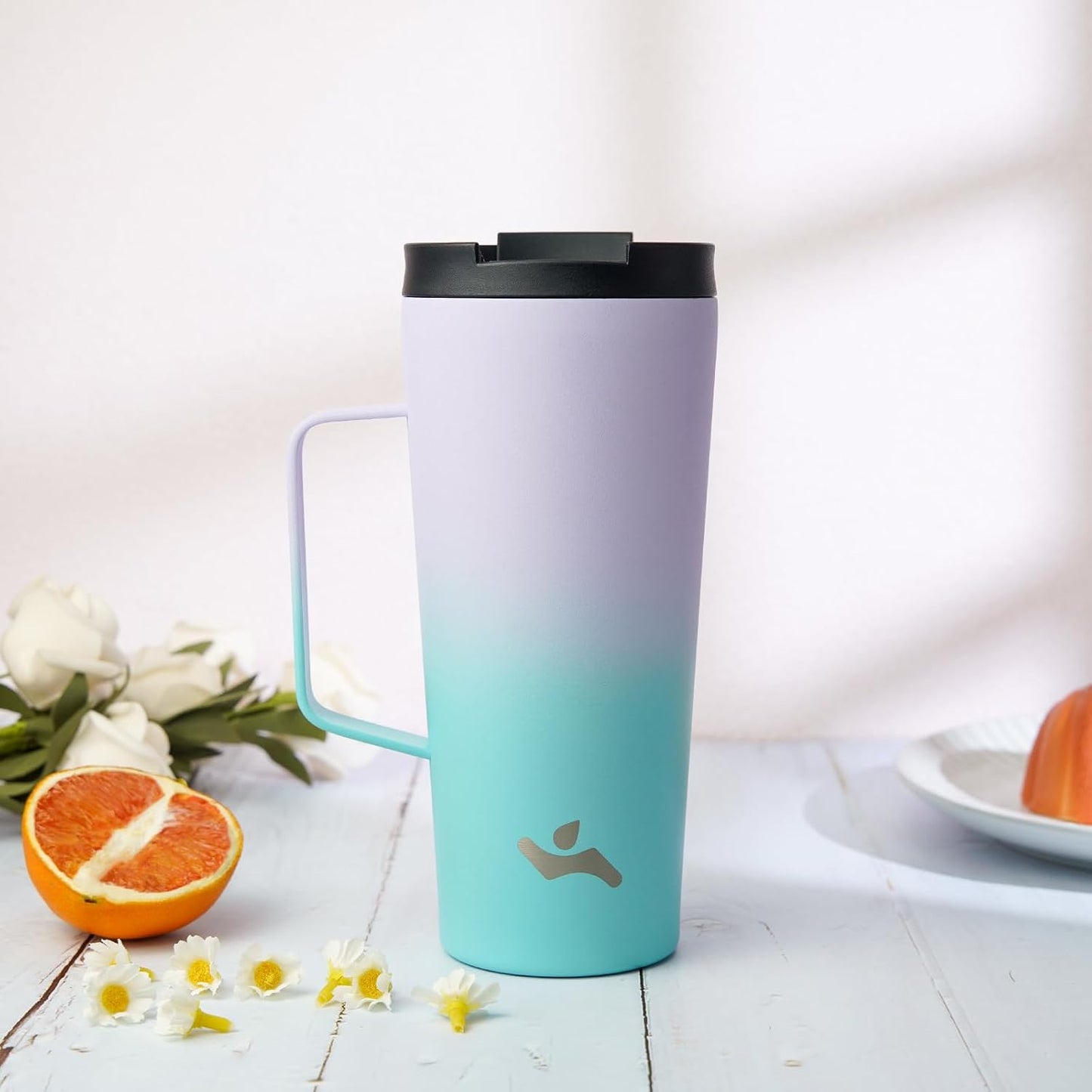 26 oz Insulated Tumbler with Handle & Straw, Stainless Steel Mug | Cherry; BPA-free, leak-proof reusable bottle for coffee, iced drinks, office, travel, outdoor use & daily hydration