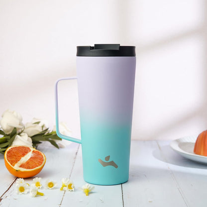 26 oz Insulated Tumbler with Handle & Straw, Stainless Steel Mug | Cherry; BPA-free, leak-proof reusable bottle for coffee, iced drinks, office, travel, outdoor use & daily hydration