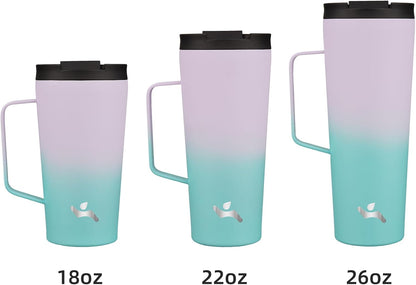 26 oz Insulated Tumbler with Handle & Straw, Stainless Steel Mug | Cherry; BPA-free, leak-proof reusable bottle for coffee, iced drinks, office, travel, outdoor use & daily hydration
