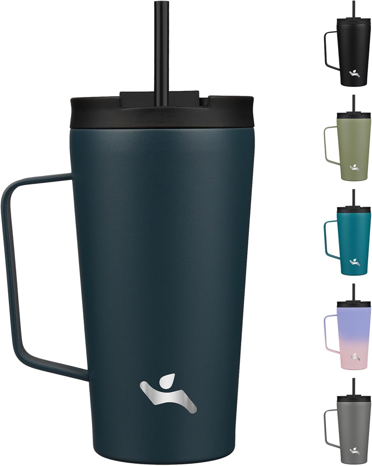 26 oz Insulated Tumbler with Handle & Straw, Stainless Steel Mug | Cherry; BPA-free, leak-proof reusable bottle for coffee, iced drinks, office, travel, outdoor use & daily hydration