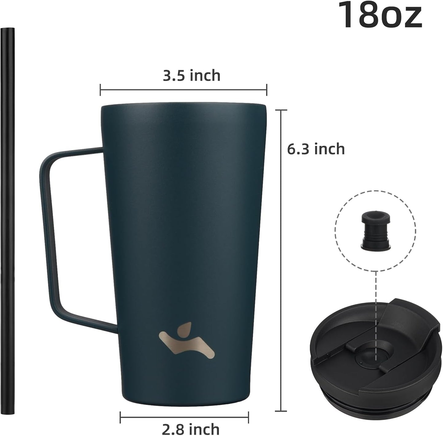 26 oz Insulated Tumbler with Handle & Straw, Stainless Steel Mug | Cherry; BPA-free, leak-proof reusable bottle for coffee, iced drinks, office, travel, outdoor use & daily hydration