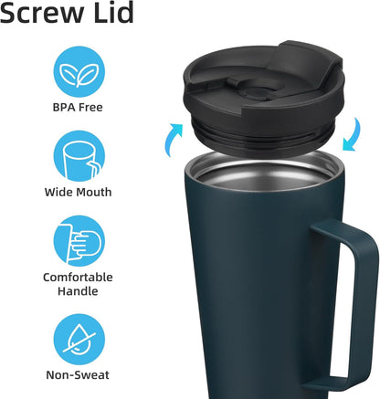 26 oz Insulated Tumbler with Handle & Straw, Stainless Steel Mug | Cherry; BPA-free, leak-proof reusable bottle for coffee, iced drinks, office, travel, outdoor use & daily hydration