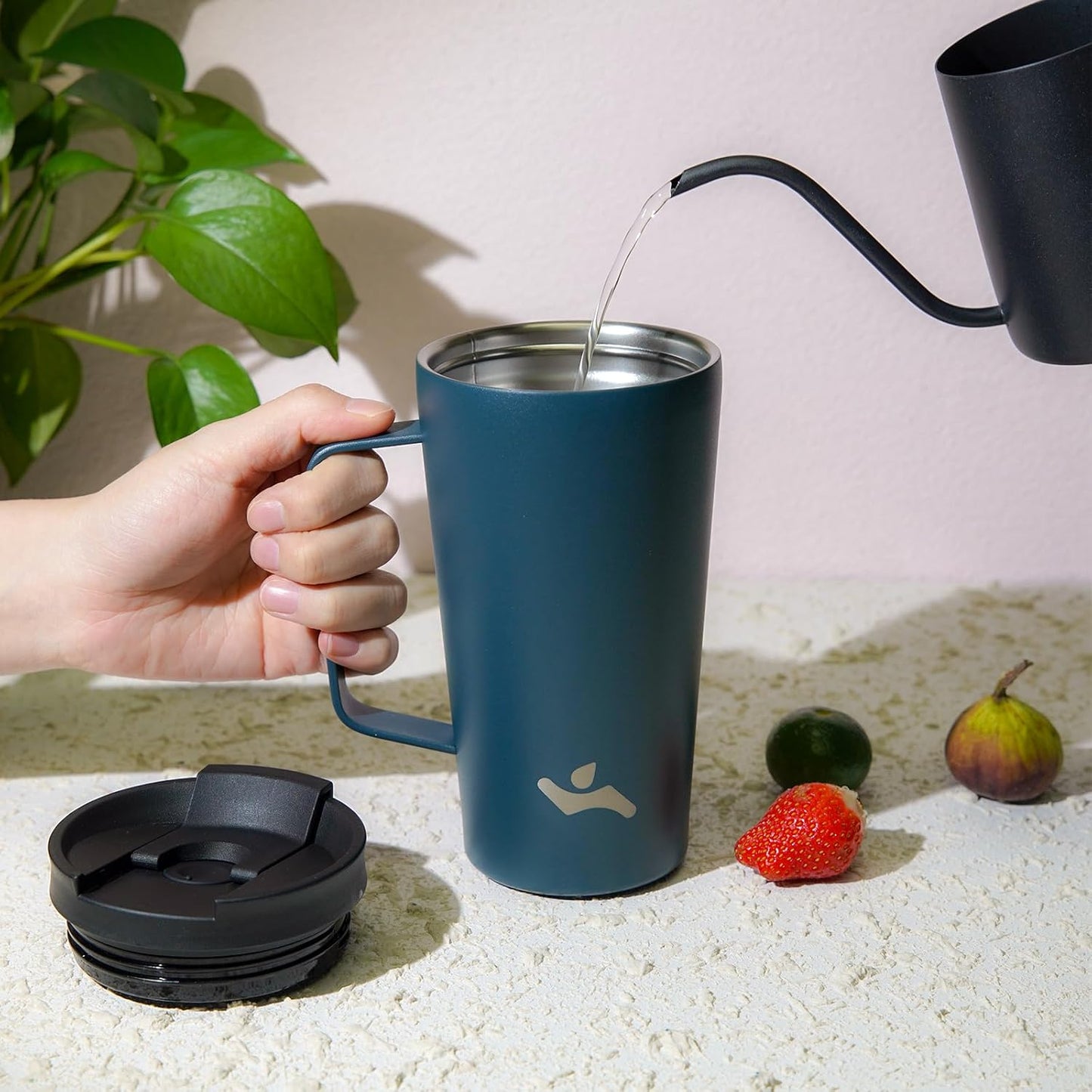 26 oz Insulated Tumbler with Handle & Straw, Stainless Steel Mug | Cherry; BPA-free, leak-proof reusable bottle for coffee, iced drinks, office, travel, outdoor use & daily hydration