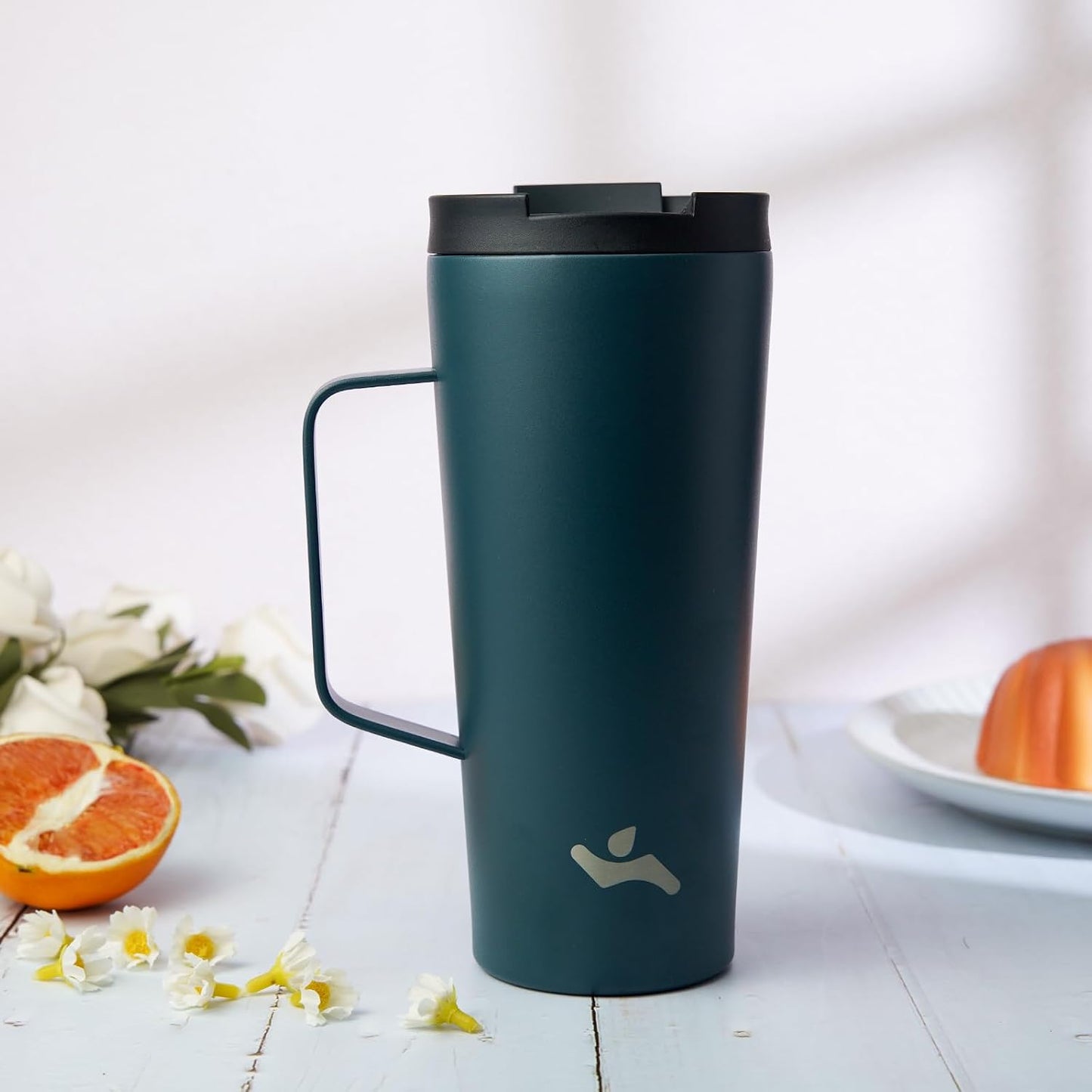 26 oz Insulated Tumbler with Handle & Straw, Stainless Steel Mug | Cherry; BPA-free, leak-proof reusable bottle for coffee, iced drinks, office, travel, outdoor use & daily hydration