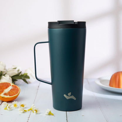 26 oz Insulated Tumbler with Handle & Straw, Stainless Steel Mug | Cherry; BPA-free, leak-proof reusable bottle for coffee, iced drinks, office, travel, outdoor use & daily hydration