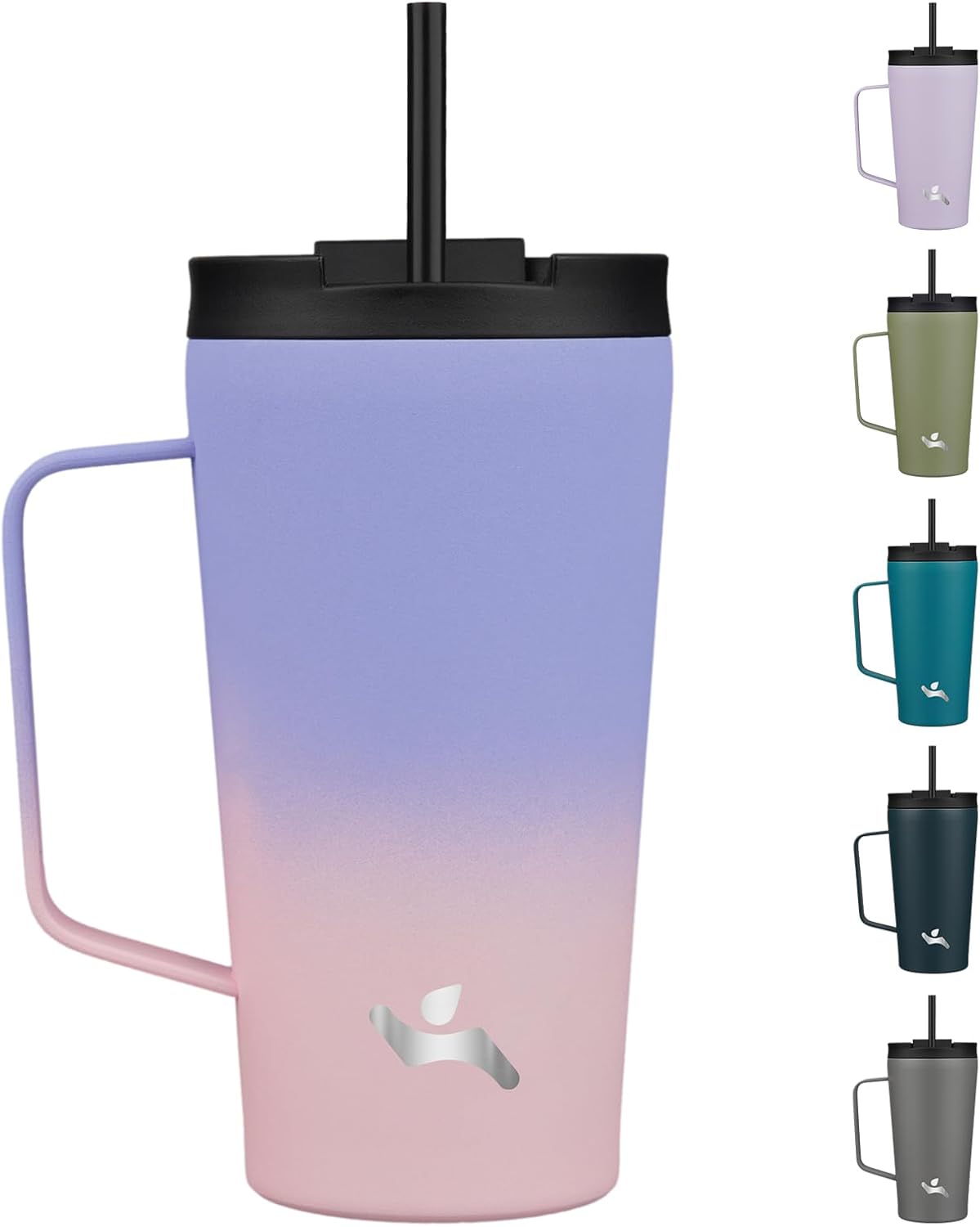 26 oz Insulated Tumbler with Handle & Straw, Stainless Steel Mug | Cherry; BPA-free, leak-proof reusable bottle for coffee, iced drinks, office, travel, outdoor use & daily hydration