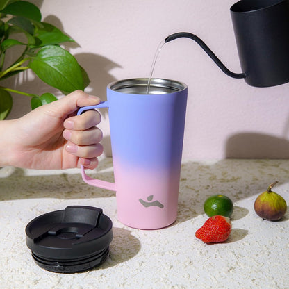 26 oz Insulated Tumbler with Handle & Straw, Stainless Steel Mug | Cherry; BPA-free, leak-proof reusable bottle for coffee, iced drinks, office, travel, outdoor use & daily hydration