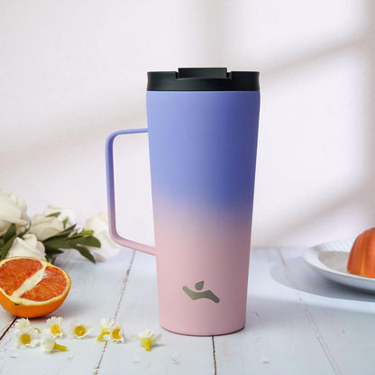 26 oz Insulated Tumbler with Handle & Straw, Stainless Steel Mug | Cherry; BPA-free, leak-proof reusable bottle for coffee, iced drinks, office, travel, outdoor use & daily hydration