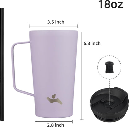 26 oz Insulated Tumbler with Handle & Straw, Stainless Steel Mug | Cherry; BPA-free, leak-proof reusable bottle for coffee, iced drinks, office, travel, outdoor use & daily hydration