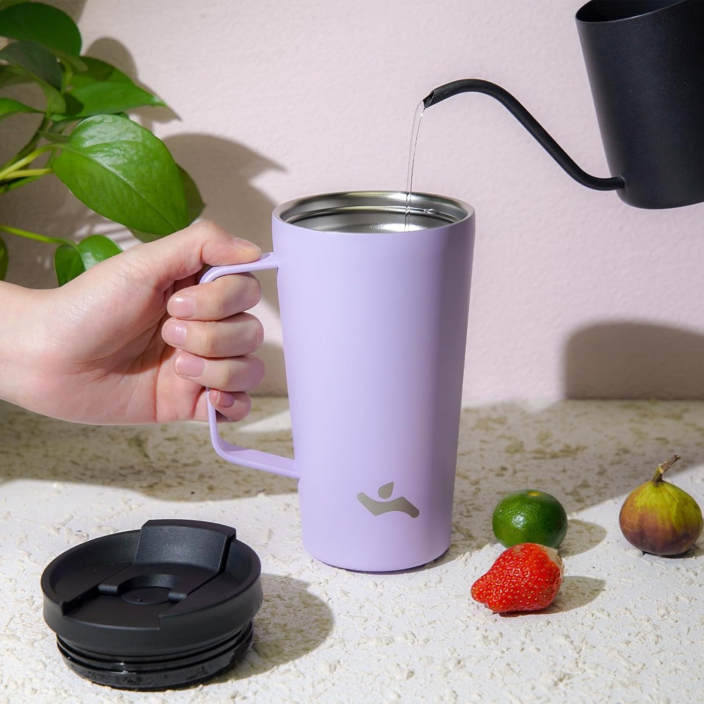 26 oz Insulated Tumbler with Handle & Straw, Stainless Steel Mug | Cherry; BPA-free, leak-proof reusable bottle for coffee, iced drinks, office, travel, outdoor use & daily hydration
