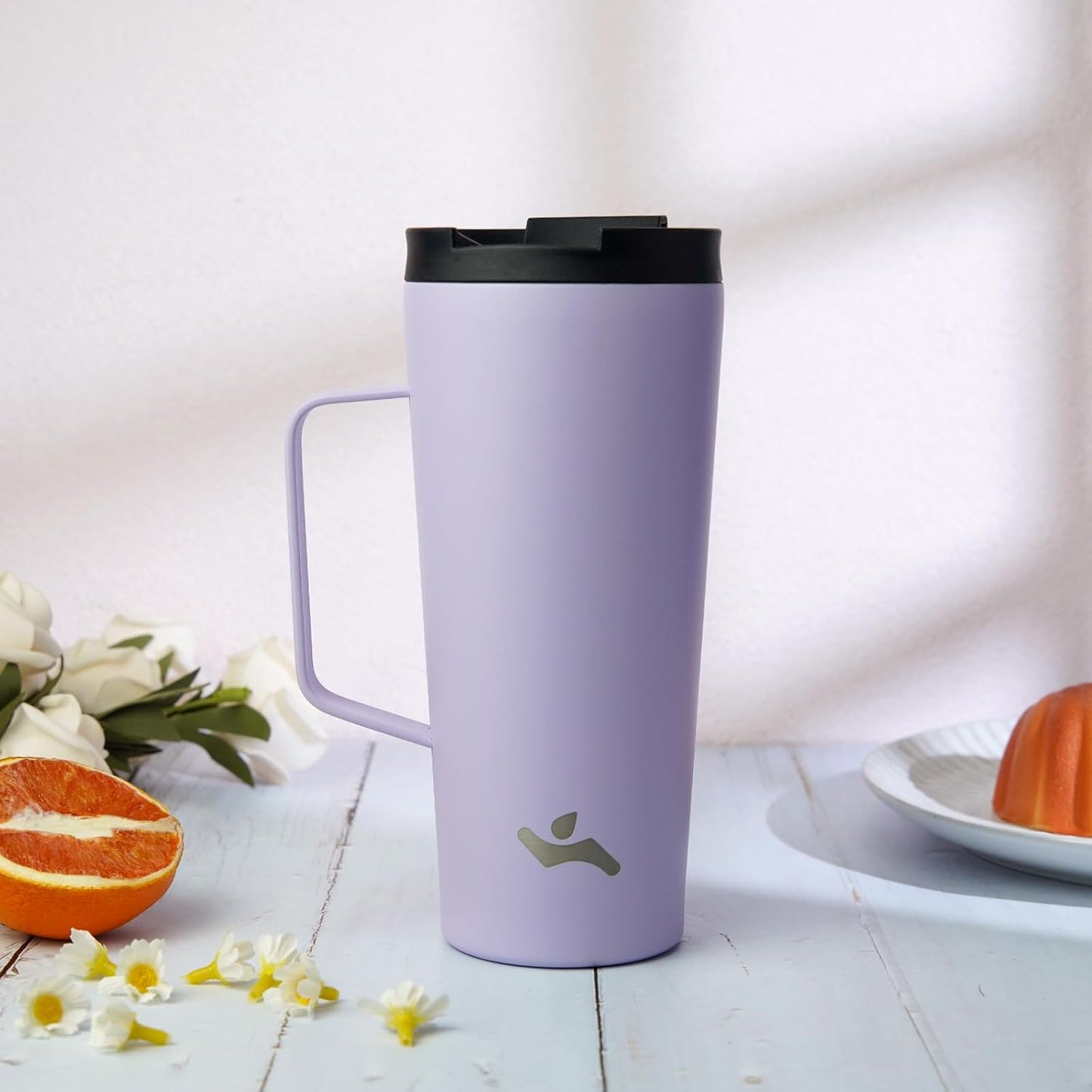 26 oz Insulated Tumbler with Handle & Straw, Stainless Steel Mug | Cherry; BPA-free, leak-proof reusable bottle for coffee, iced drinks, office, travel, outdoor use & daily hydration