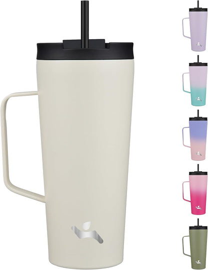 26 oz Insulated Tumbler with Handle & Straw, Stainless Steel Mug | Cherry; BPA-free, leak-proof reusable bottle for coffee, iced drinks, office, travel, outdoor use & daily hydration