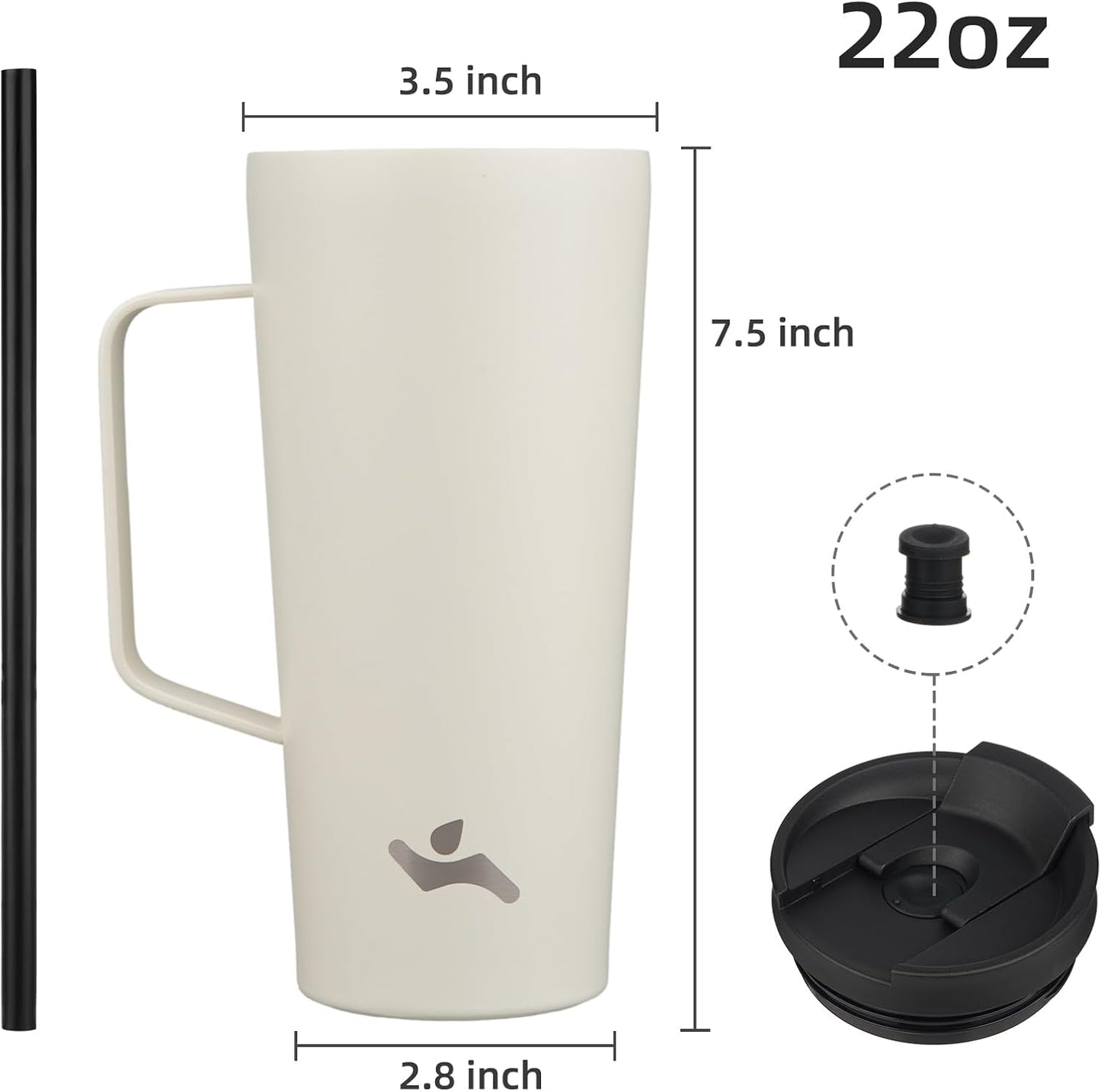 26 oz Insulated Tumbler with Handle & Straw, Stainless Steel Mug | Cherry; BPA-free, leak-proof reusable bottle for coffee, iced drinks, office, travel, outdoor use & daily hydration