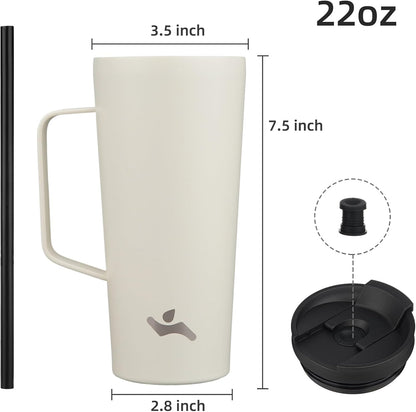 26 oz Insulated Tumbler with Handle & Straw, Stainless Steel Mug | Cherry; BPA-free, leak-proof reusable bottle for coffee, iced drinks, office, travel, outdoor use & daily hydration