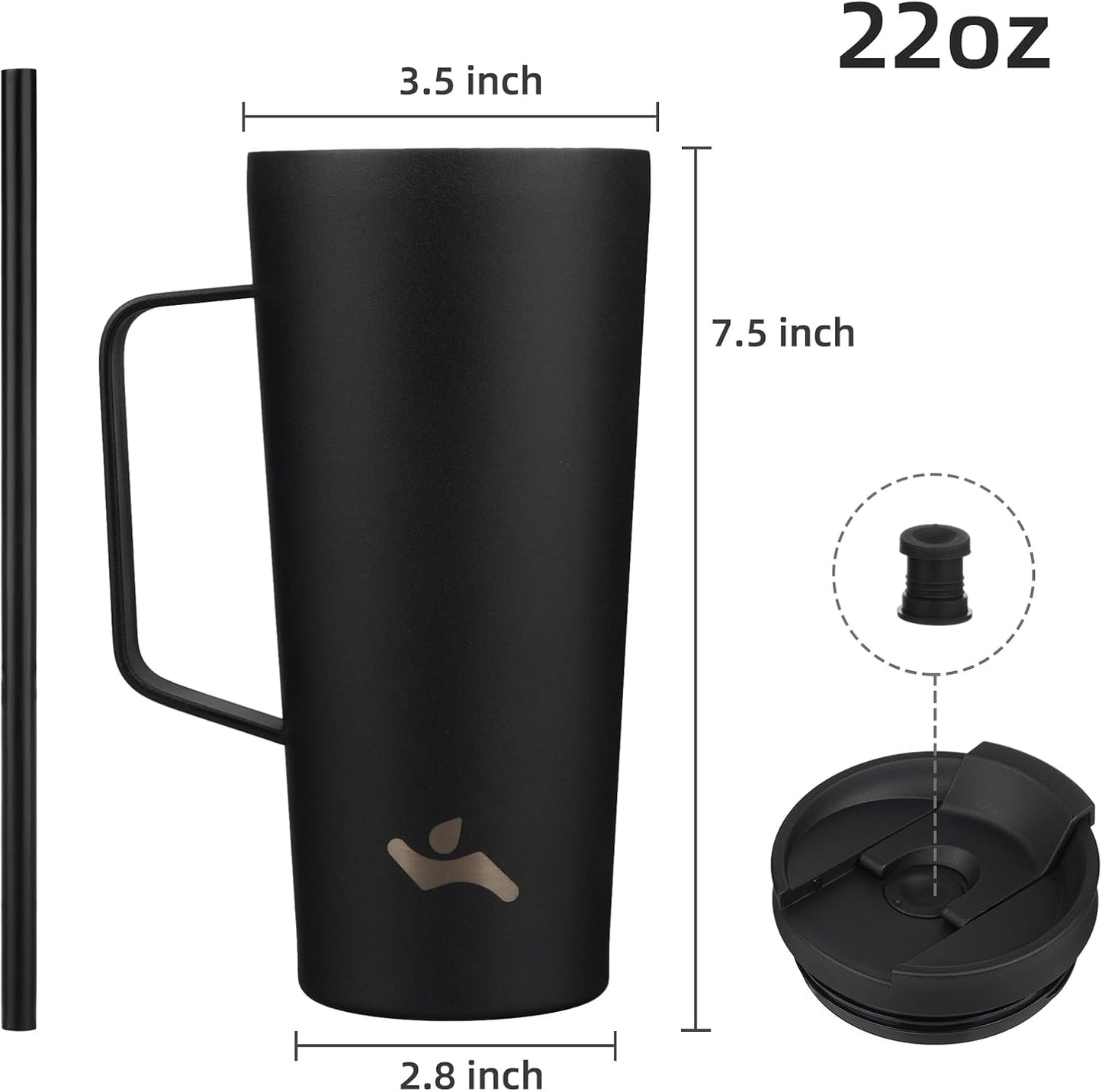 26 oz Insulated Tumbler with Handle & Straw, Stainless Steel Mug | Cherry; BPA-free, leak-proof reusable bottle for coffee, iced drinks, office, travel, outdoor use & daily hydration